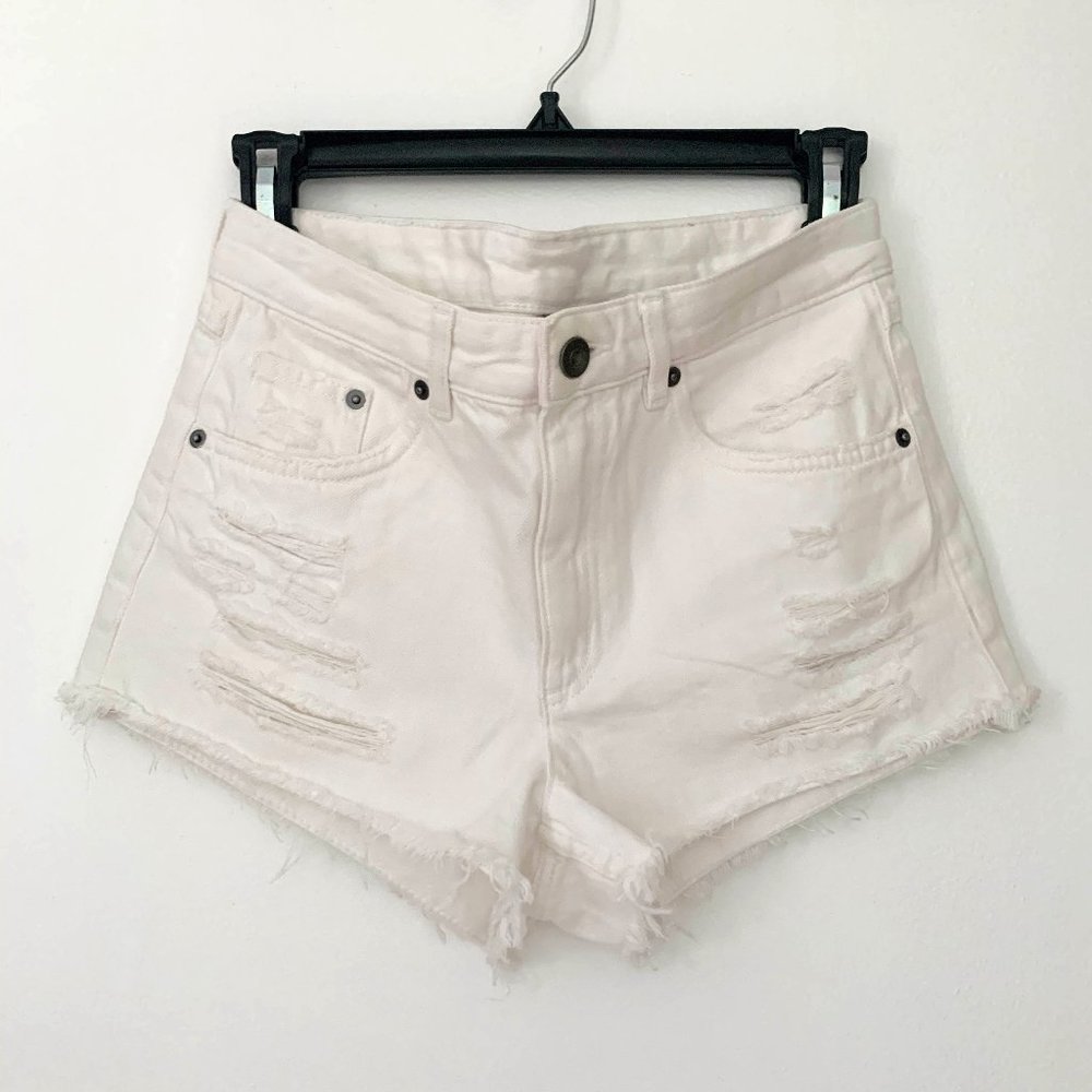 H&M Divided High Rise White Denim Shorts
